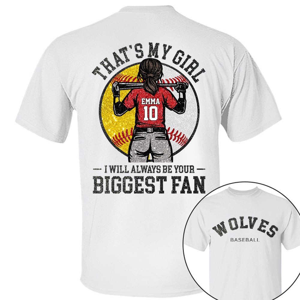 Custom Baseball Softball Mom Shirt, Personalized Kids Name Number Team Name, Those Are My Kids Biggest Fan Tee VH01