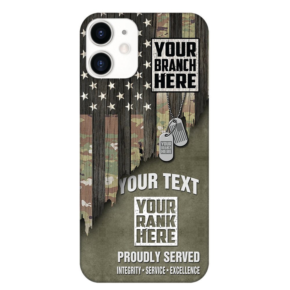 Personalized Phone Case America Half Flag With Military Custom Rank Veteran K1702