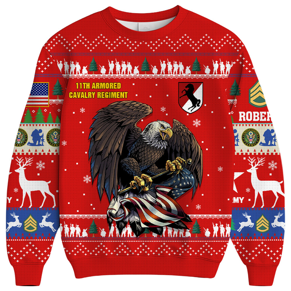 Personalized Custom Veteran Ugly Christmas Sweater Available All Military Branches Custom Division Gift For Veterans Soldier K1702 Trhn