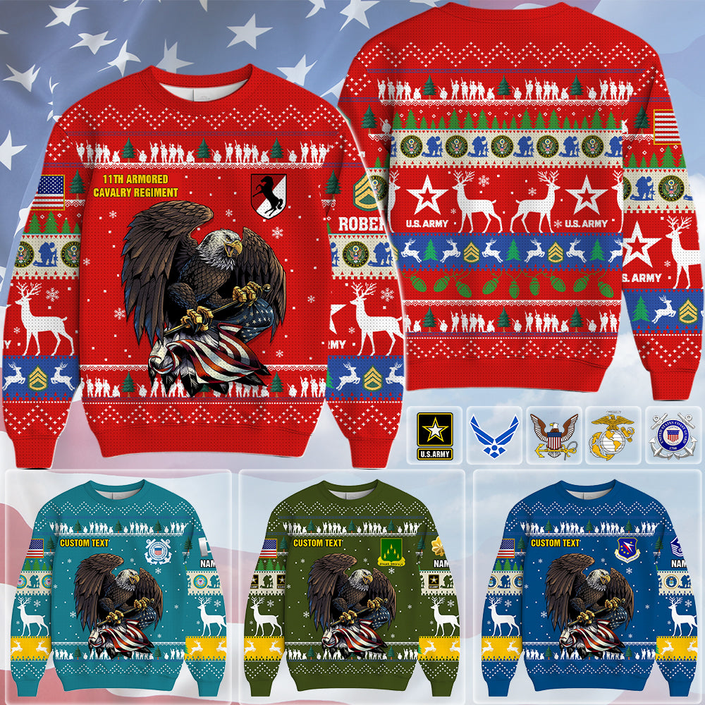 Personalized Custom Veteran Ugly Christmas Sweater Available All Military Branches Custom Division Gift For Veterans Soldier K1702 Trhn