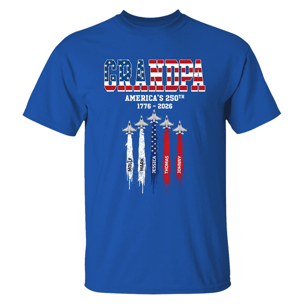 American Grandpa, Personalized Shirt Custom Kids Names Nation Flag American 250th Anniversary,  Father's Day Gift For Dad, Grandpa MI209 VH01
