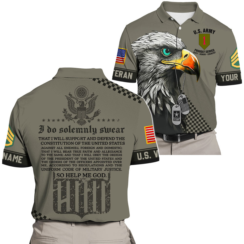 Personalized All Over Print US Veteran Custom All Branches Of Services Oath Of Enlistment Gift For Veteran K1702