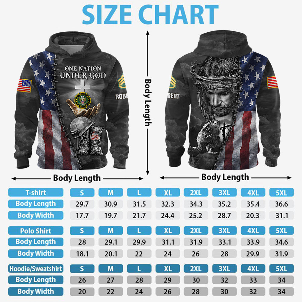 Personalized All Over Print Shirt One Nation Under God Veteran Gift Military Gifts K1702 Trhn
