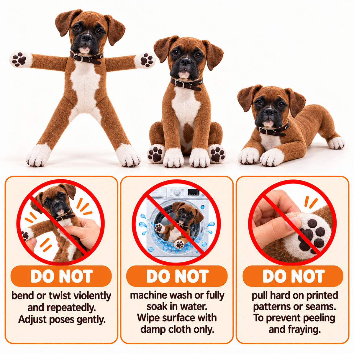 Personalized Boxer Photo Pet Squishy Toy Poseable Plush Doll, Funny Gift For Dog Mom, Dad, Pet Lover T1807 T24 TL06
