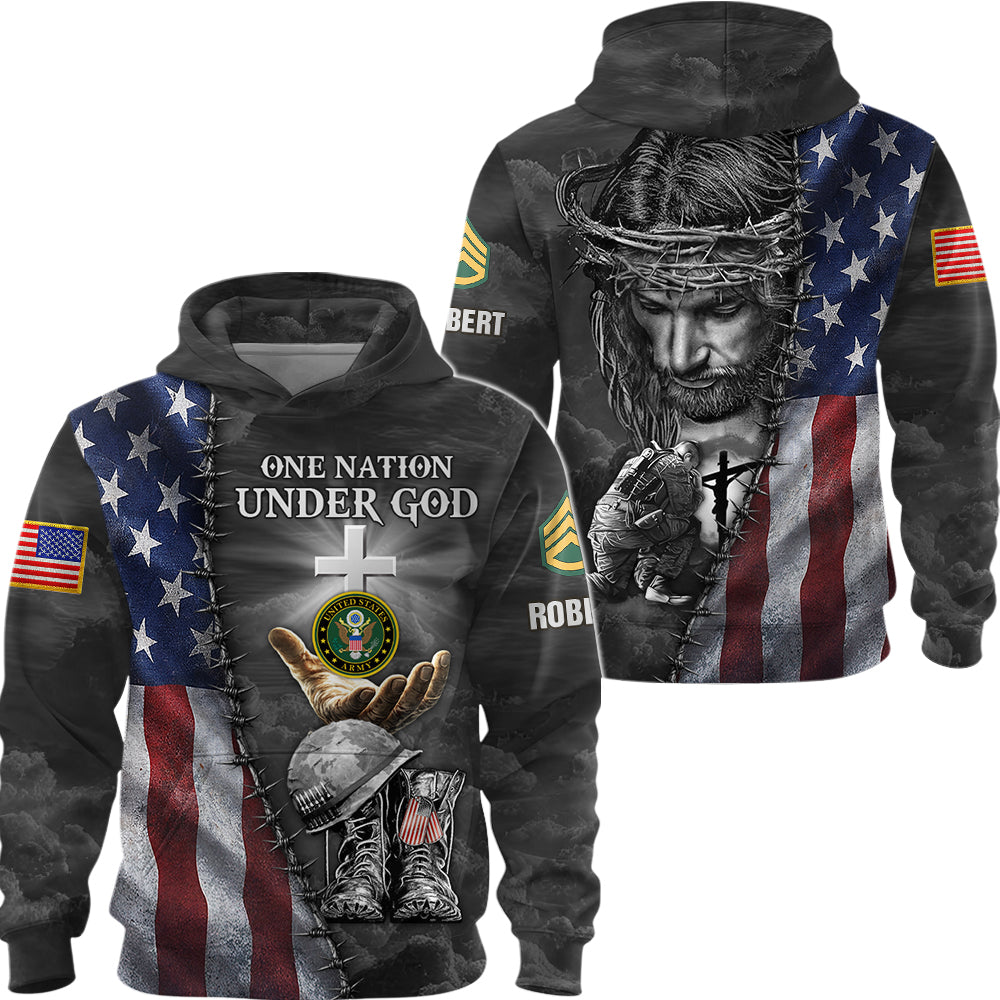 Personalized All Over Print Shirt One Nation Under God Veteran Gift Military Gifts K1702 Trhn