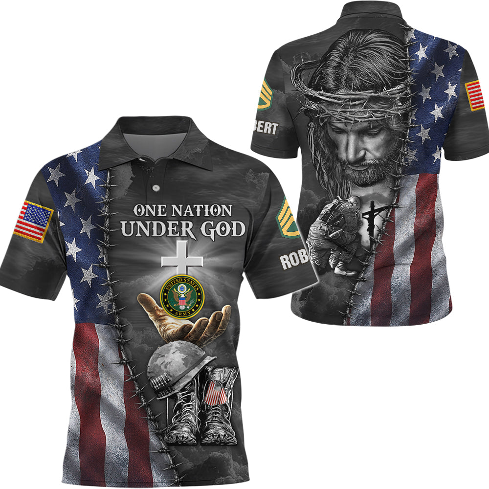Personalized All Over Print Shirt One Nation Under God Veteran Gift Military Gifts K1702 Trhn