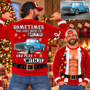 Take It Out & Play - Custom Pickup Truck Photo Christmas All Over Print Shirts – Funny Muscle Santa 3D Shirts A2110 T24 NT01