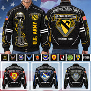 US Veteran Custom Baseball Jackets All Branches Rank Unit Patch For Military Retirement Veteran Dad Grandpa K1702 MT2 VN09