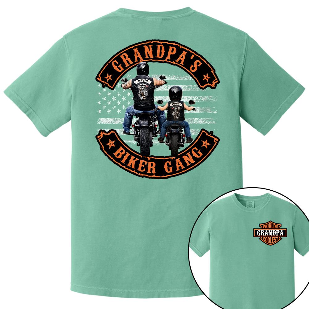 Custom Name Worlds Cooles Motorcycle Grandpa’s Biker Gang Shirt - Personalized Gift For Dad, Grandpa Nh00