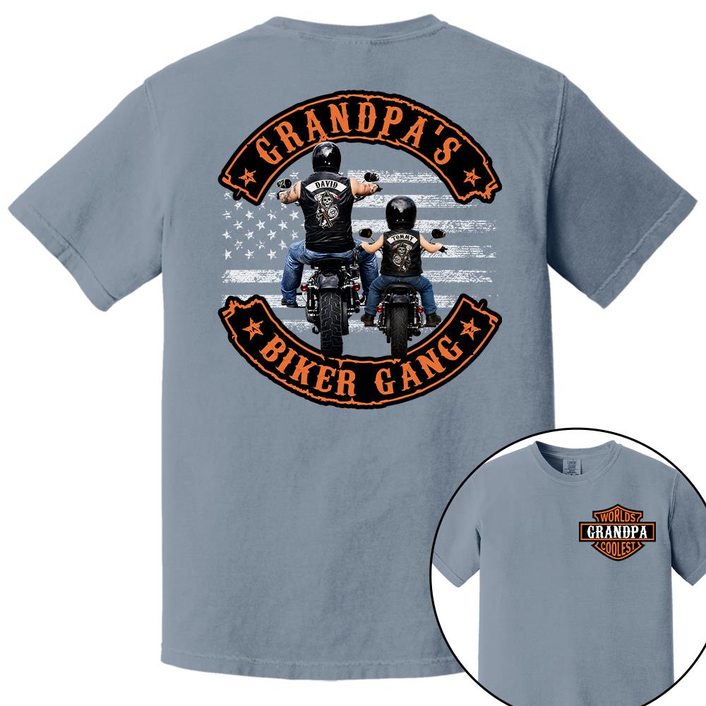Custom Name Worlds Cooles Motorcycle Grandpa’s Biker Gang Shirt - Personalized Gift For Dad, Grandpa Nh00