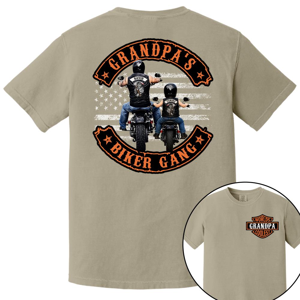 Custom Name Worlds Cooles Motorcycle Grandpa’s Biker Gang Shirt - Personalized Gift For Dad, Grandpa Nh00