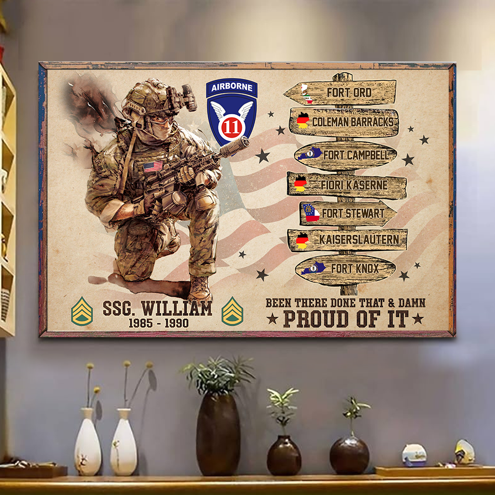 Personalized Canvas Poster US Military World Tour Gift For Veteran K1702