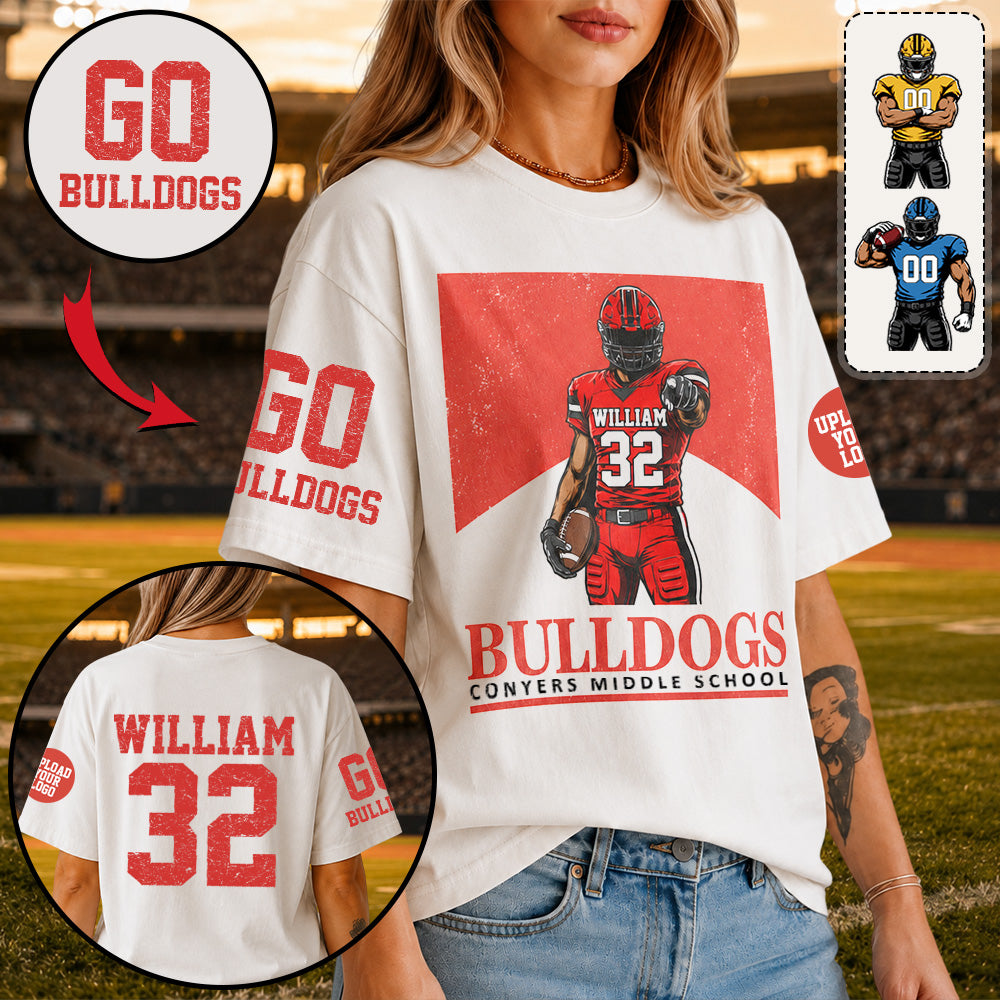 Custom Art Football Player Game Day  School Mascot Personalized Shirt Custom Team Name K1702 MT2
