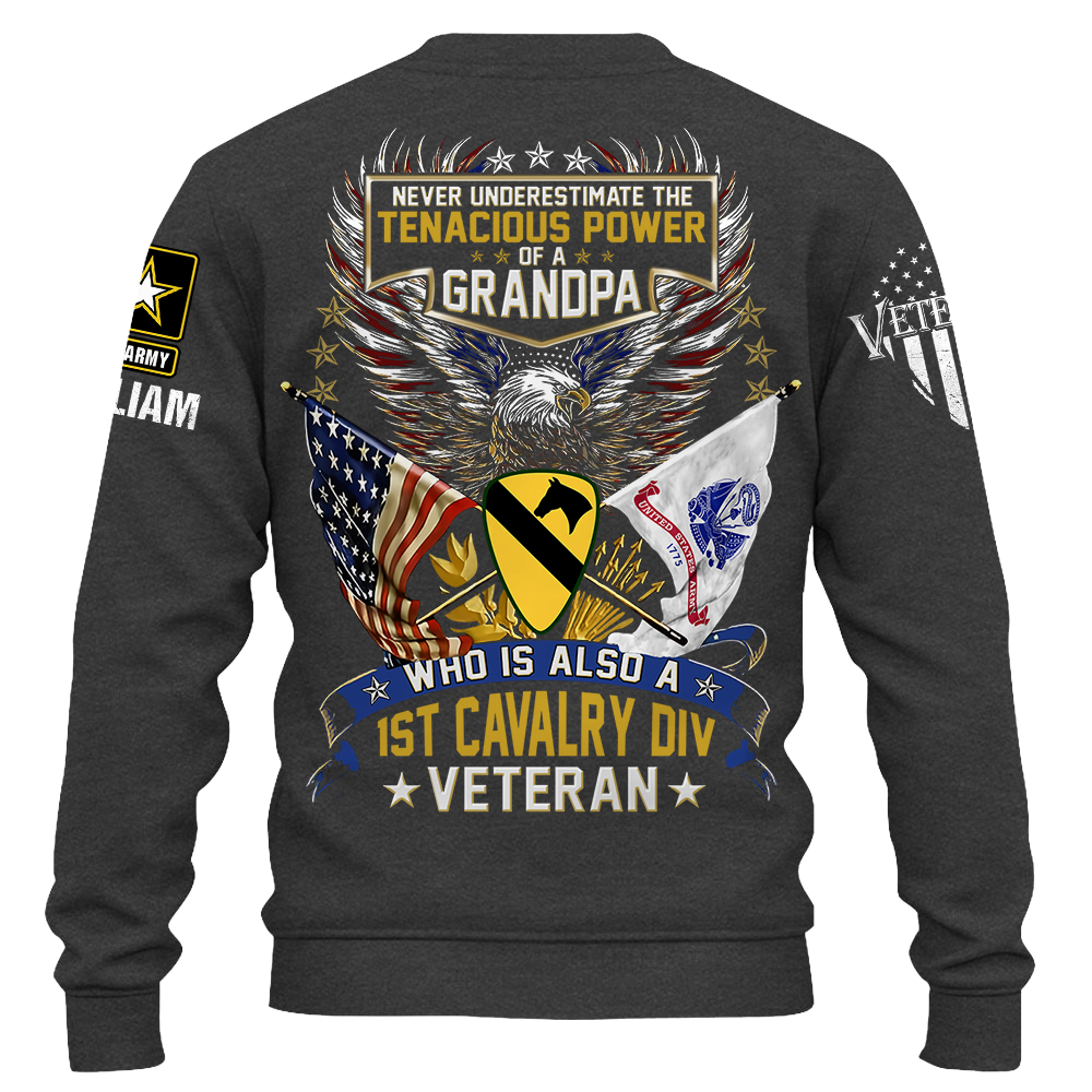 Custom Shirt Never Underestimate The Tenacious Power Of A Grandpa Who Is Also A U.S. Veteran Gift For Veteran Grandpa K1702 Trhn