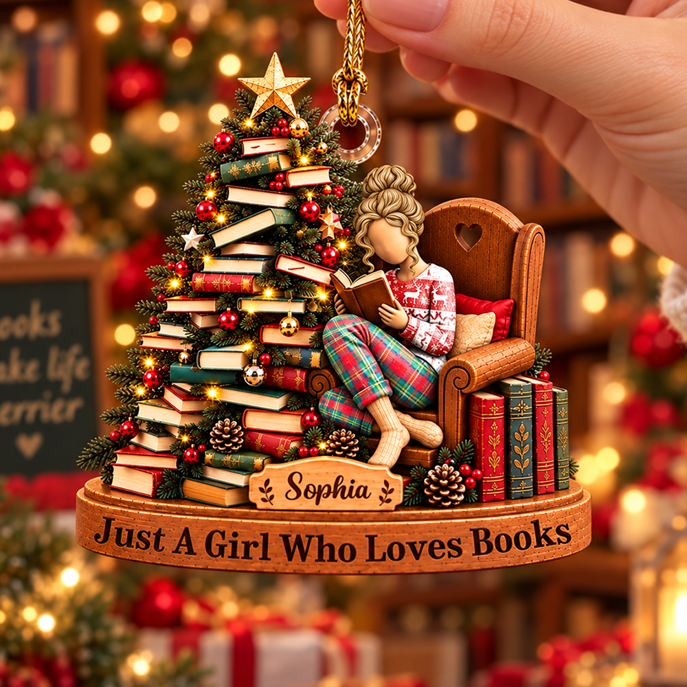 Just A Girl Who Loves Books - Personalized Christmas Ornament For Reading Lovers NA04 Pt99