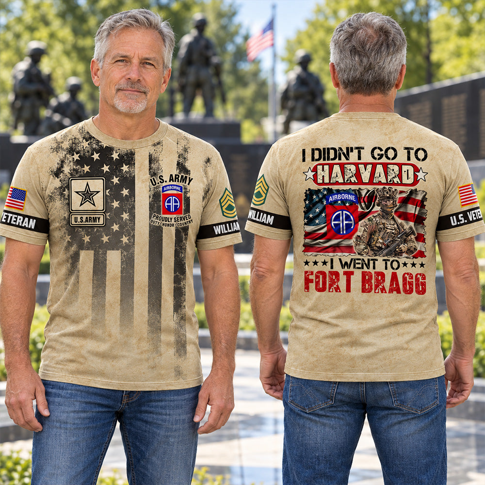 Custom Veteran Shirt I Didn't Go To Harvard I Went To Military Base Available All Military Branches Custom Gift For Veterans K1702 MT2 KL07