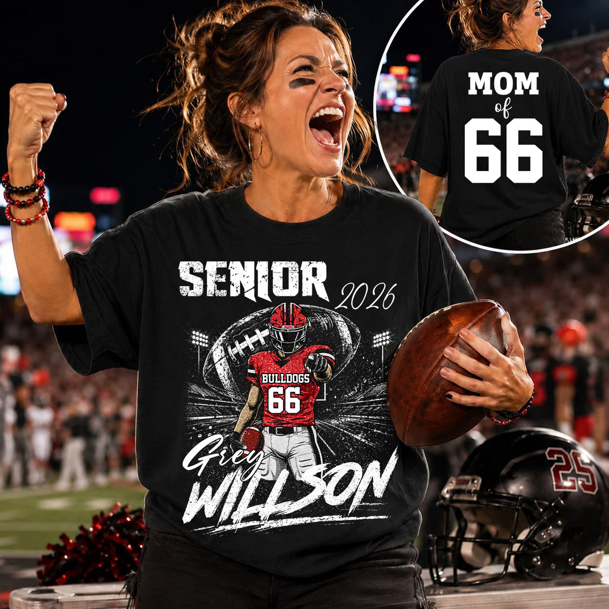 Personalized Senior Football Shirt, Custom Player Name Number Tee, Football Mom Senior Night Gift, Senior Football Mom Gift Na02 T24
