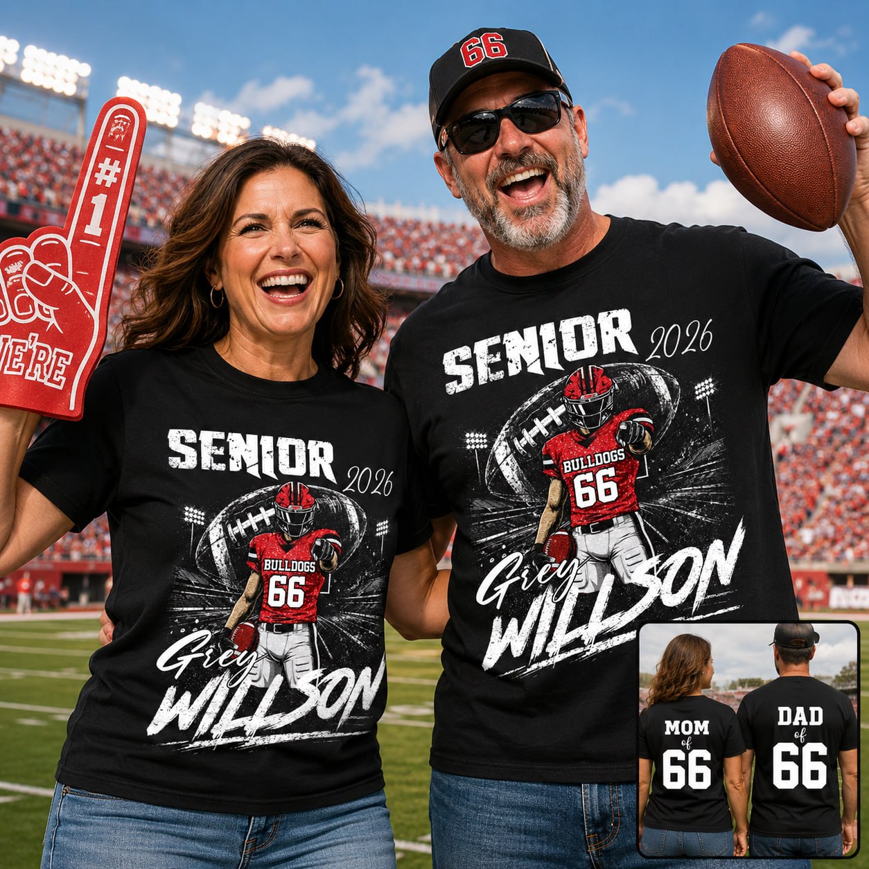 Personalized Senior Football Shirt, Custom Player Name Number Tee, Football Mom Senior Night Gift, Senior Football Mom Gift Na02 T24