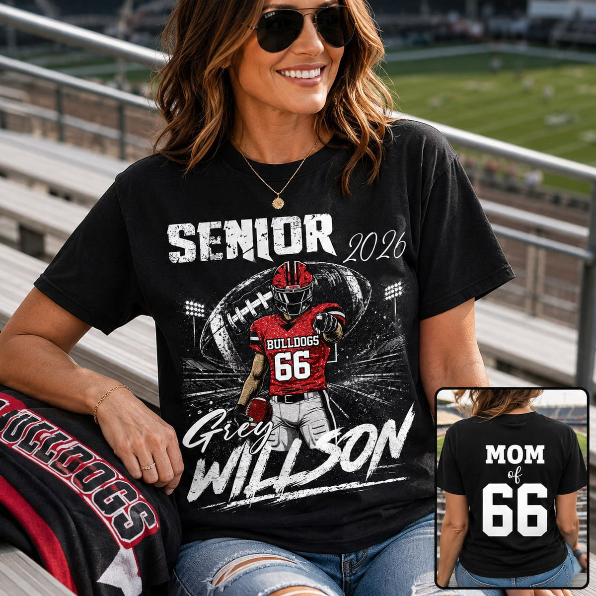 Personalized Senior Football Shirt, Custom Player Name Number Tee, Football Mom Senior Night Gift, Senior Football Mom Gift Na02 T24