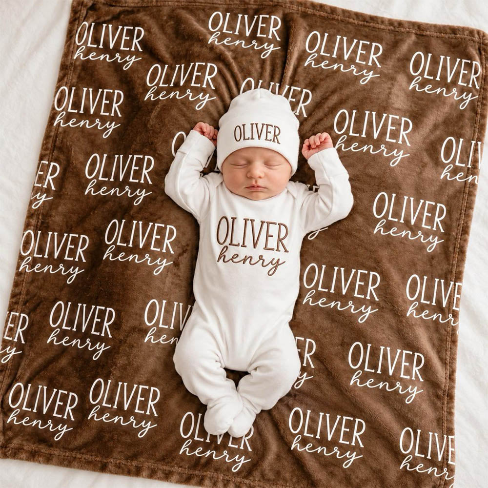 Custom Baby Blanket with Name, Personalized Name Blanket, Newborn Hospital Blanket, Custom Baby Gift, Baby Name Swaddle Pt99