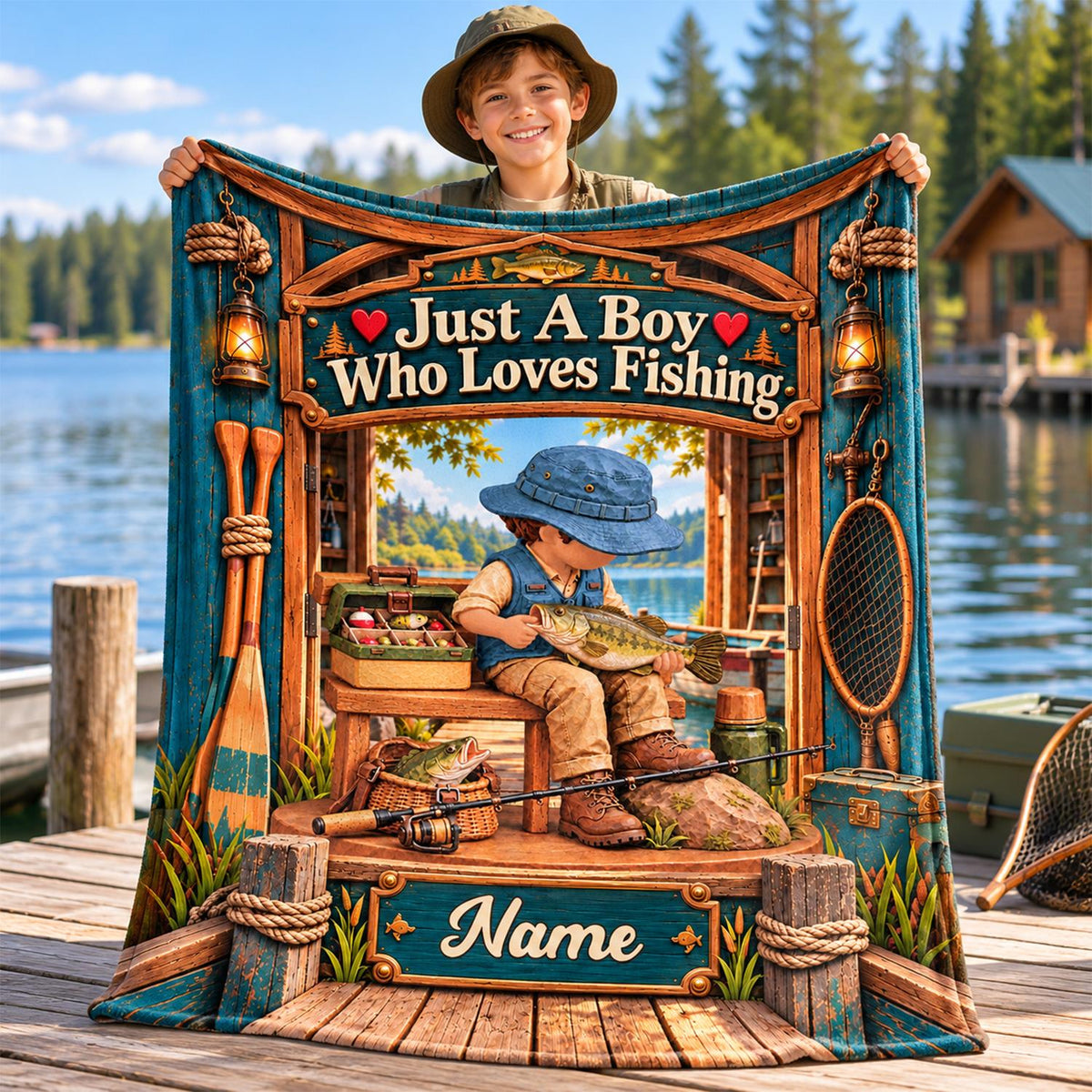 Just A Boy Who Loves Fishing - Personalized Fishing Blanket - Custom Name Gift - Gift For Fishing Lover A2110 Hv01 TL06