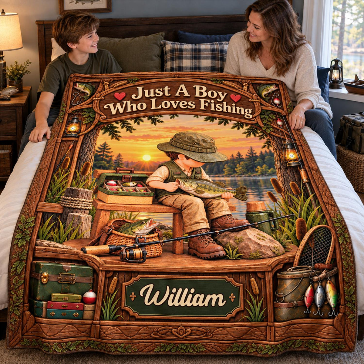 Just A Boy Who Loves Fishing - Personalized Fishing Blanket - Custom Name Gift - Gift For Fishing Lover A2110 Hv01 TL06