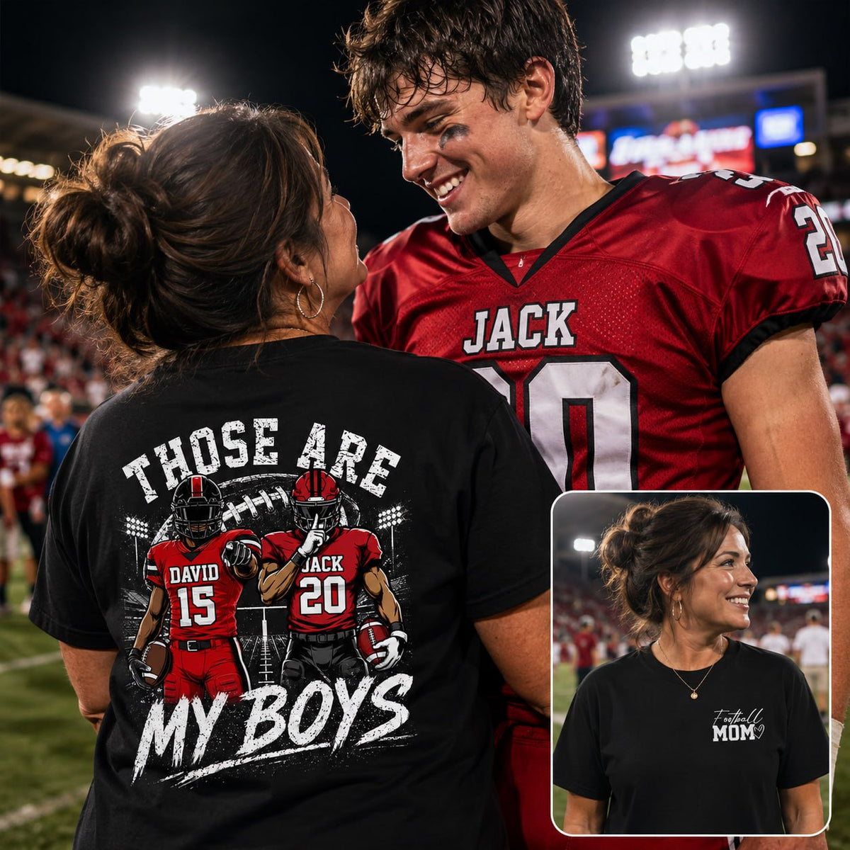 Personalized Football Mom Shirt, Custom Those Are My Boys T-Shirt, Team Name & Player Number Tee, Football Season Gift Na02 Hv01