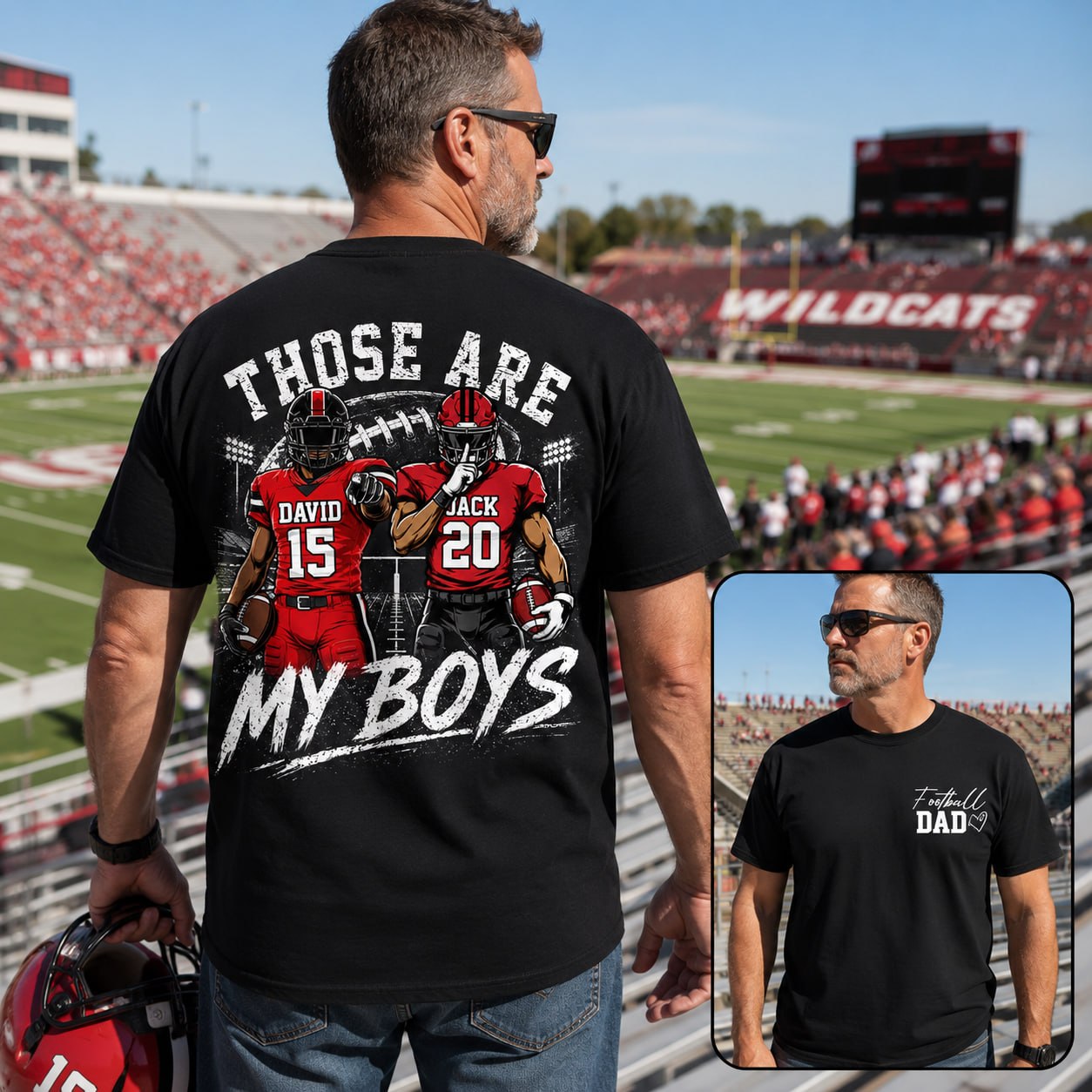 Personalized Football Mom Shirt, Custom Those Are My Boys T-Shirt, Team Name & Player Number Tee, Football Season Gift Na02 Hv01