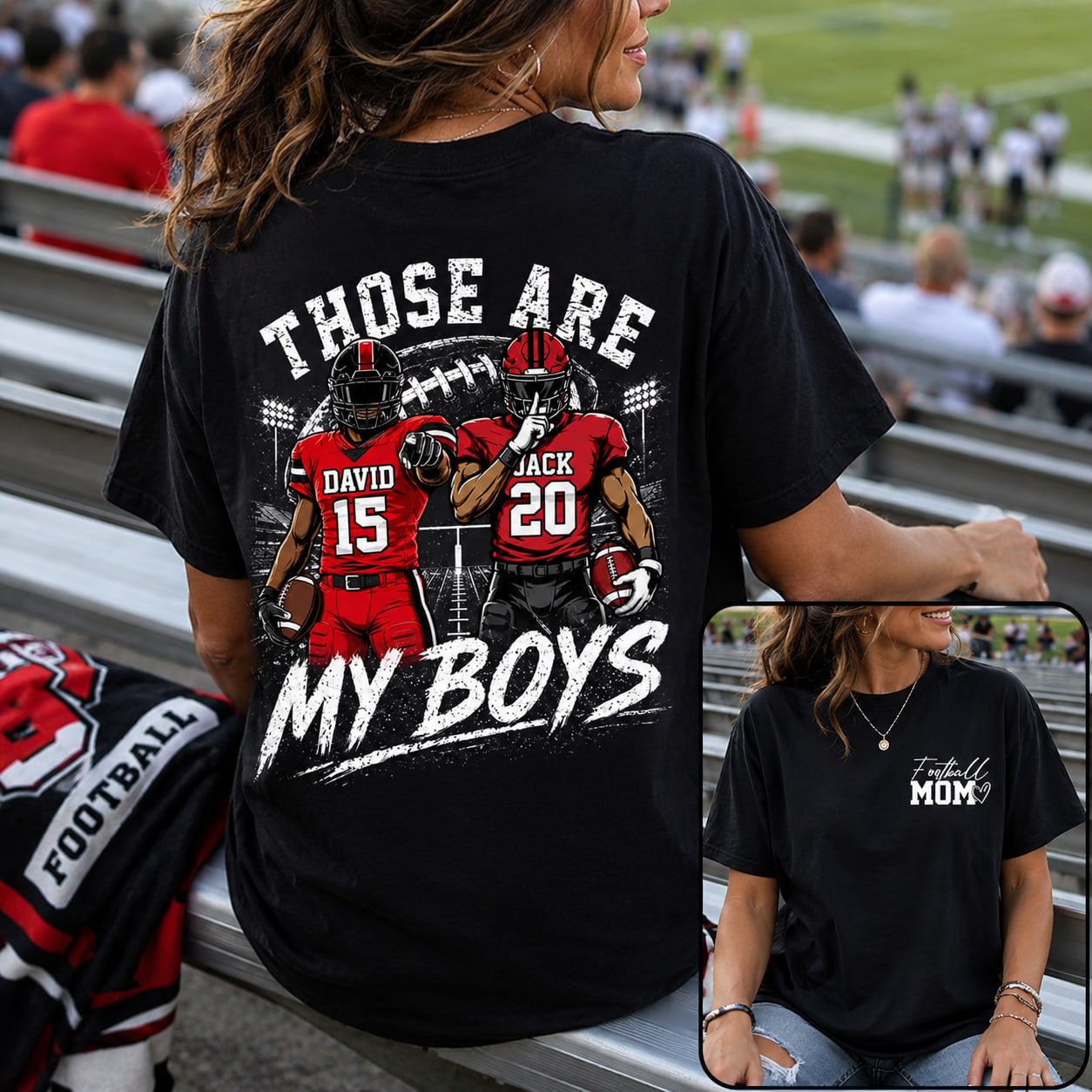 Personalized Football Mom Shirt, Custom Those Are My Boys T-Shirt, Team Name & Player Number Tee, Football Season Gift Na02 Hv01
