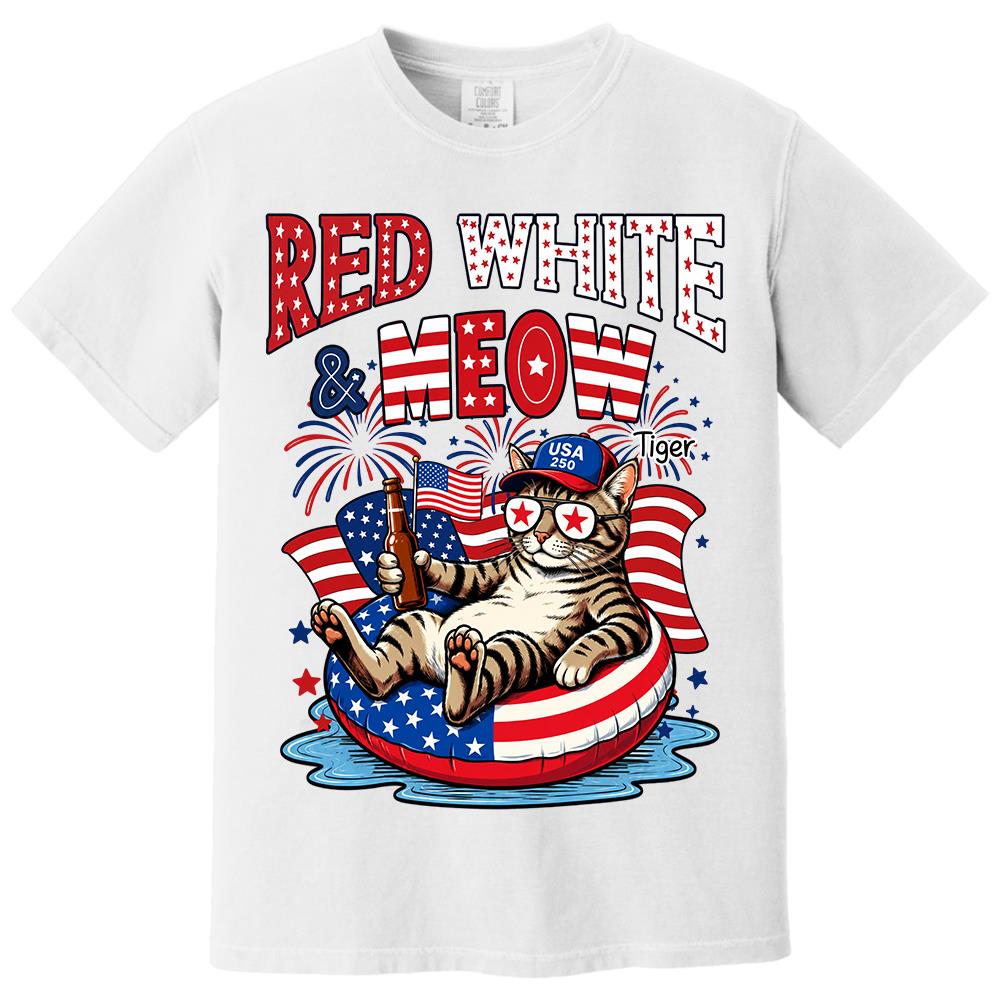 Red White Meow, Custom Photo Pet Shirt, America 250th Anniversary Gifts For Dog Cat Lovers, Dog Dad And Mom, Cat Owners T1807 Hv01 