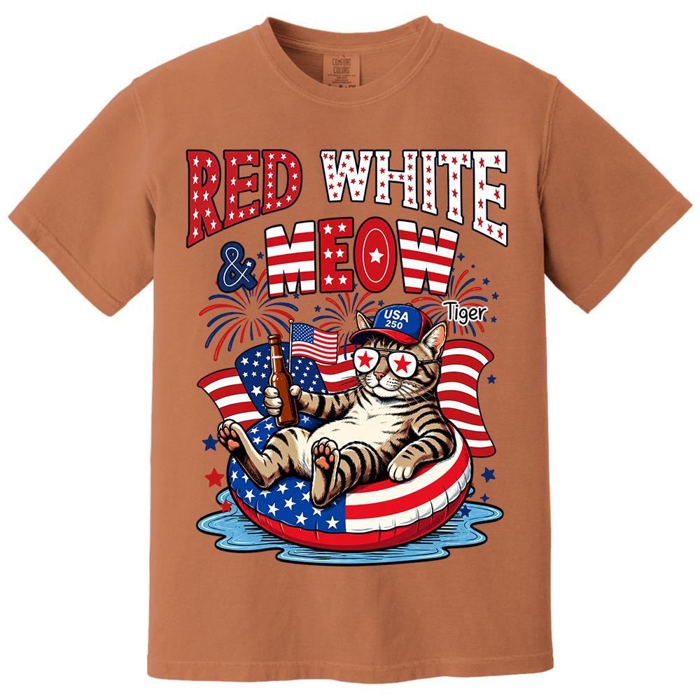 Red White Meow, Custom Photo Pet Shirt, America 250th Anniversary Gifts For Dog Cat Lovers, Dog Dad And Mom, Cat Owners T1807 Hv01 