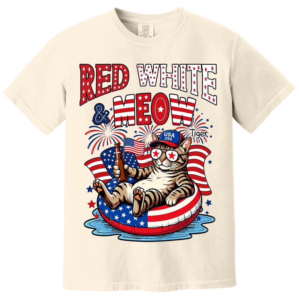Red White Meow, Custom Photo Pet Shirt, America 250th Anniversary Gifts For Dog Cat Lovers, Dog Dad And Mom, Cat Owners T1807 Hv01 