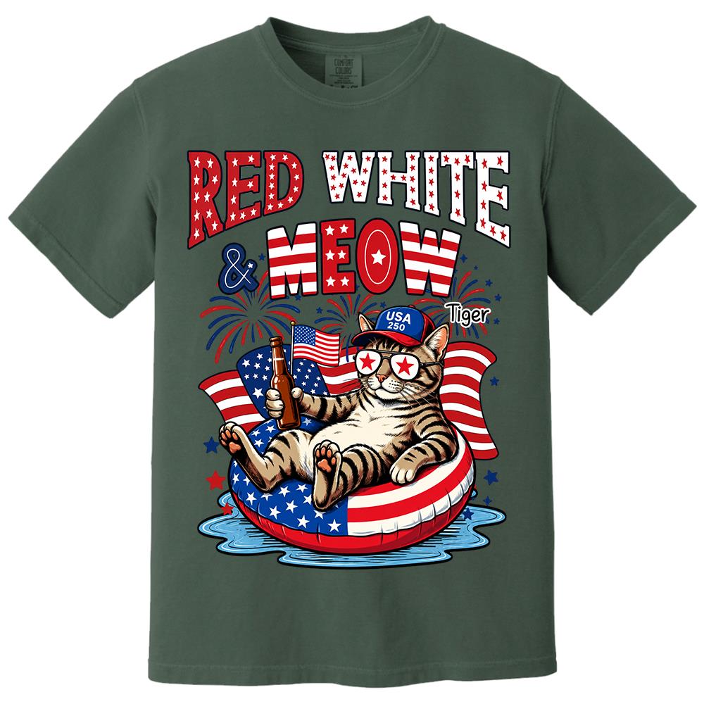 Red White Meow, Custom Photo Pet Shirt, America 250th Anniversary Gifts For Dog Cat Lovers, Dog Dad And Mom, Cat Owners T1807 Hv01 