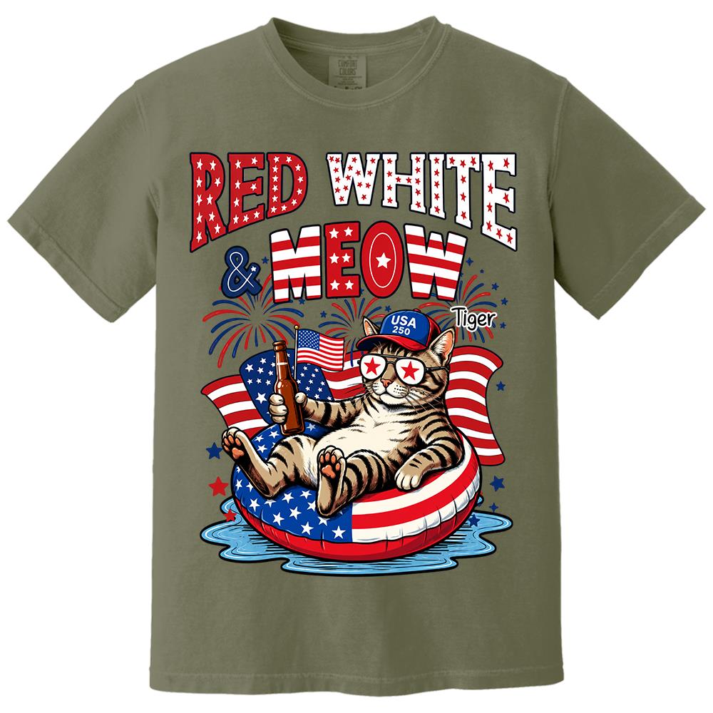 Red White Meow, Custom Photo Pet Shirt, America 250th Anniversary Gifts For Dog Cat Lovers, Dog Dad And Mom, Cat Owners T1807 Hv01 