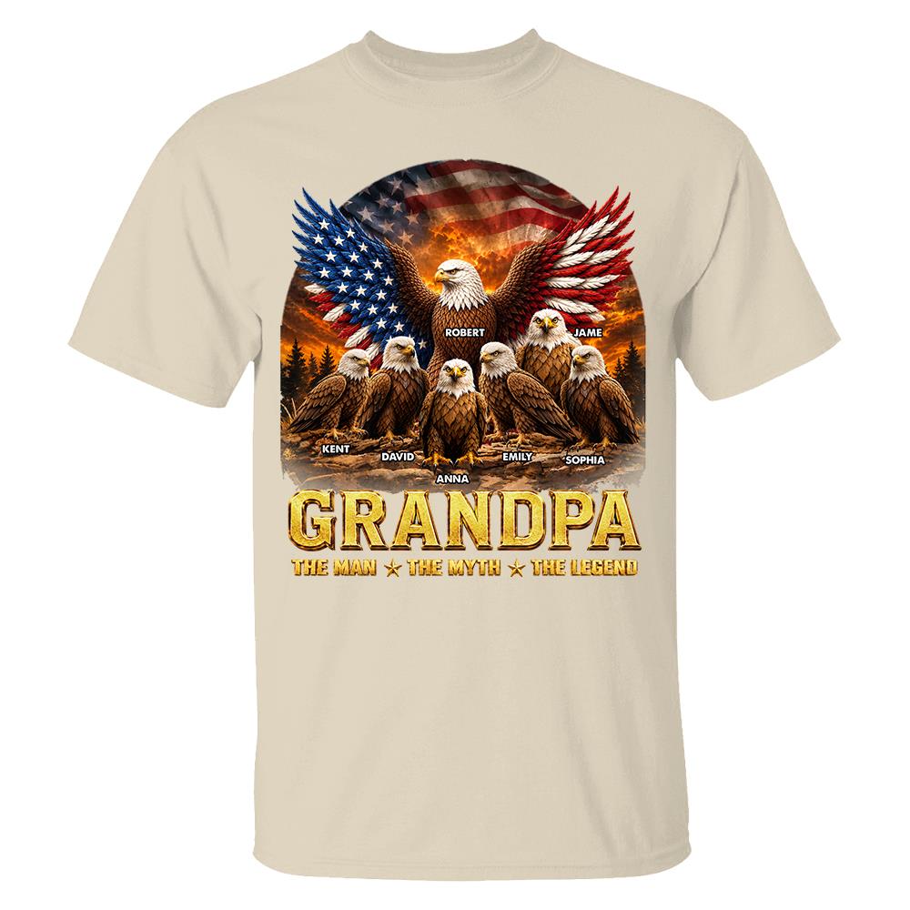 Grandpa Eagle - Personalized Shirt For Grandpa & Dad Vintage Shirt NA04 Hv01 Vrs2