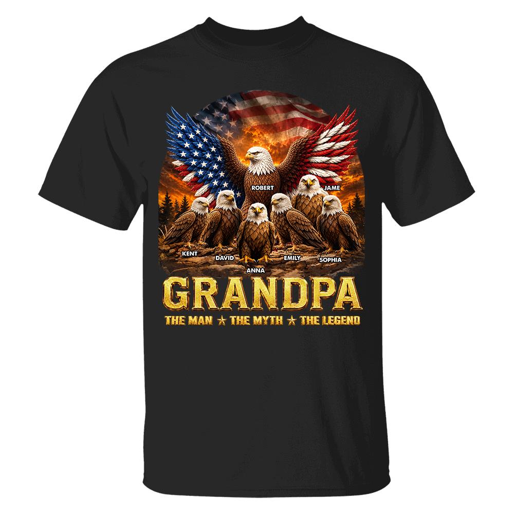 Grandpa Eagle - Personalized Shirt For Grandpa & Dad Vintage Shirt NA04 Hv01 Vrs2