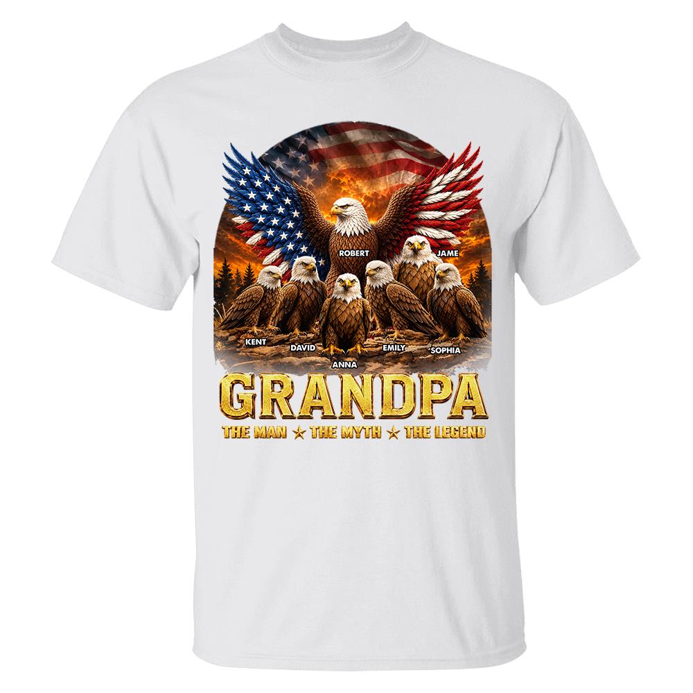 Grandpa Eagle - Personalized Shirt For Grandpa & Dad Vintage Shirt NA04 Hv01 Vrs2