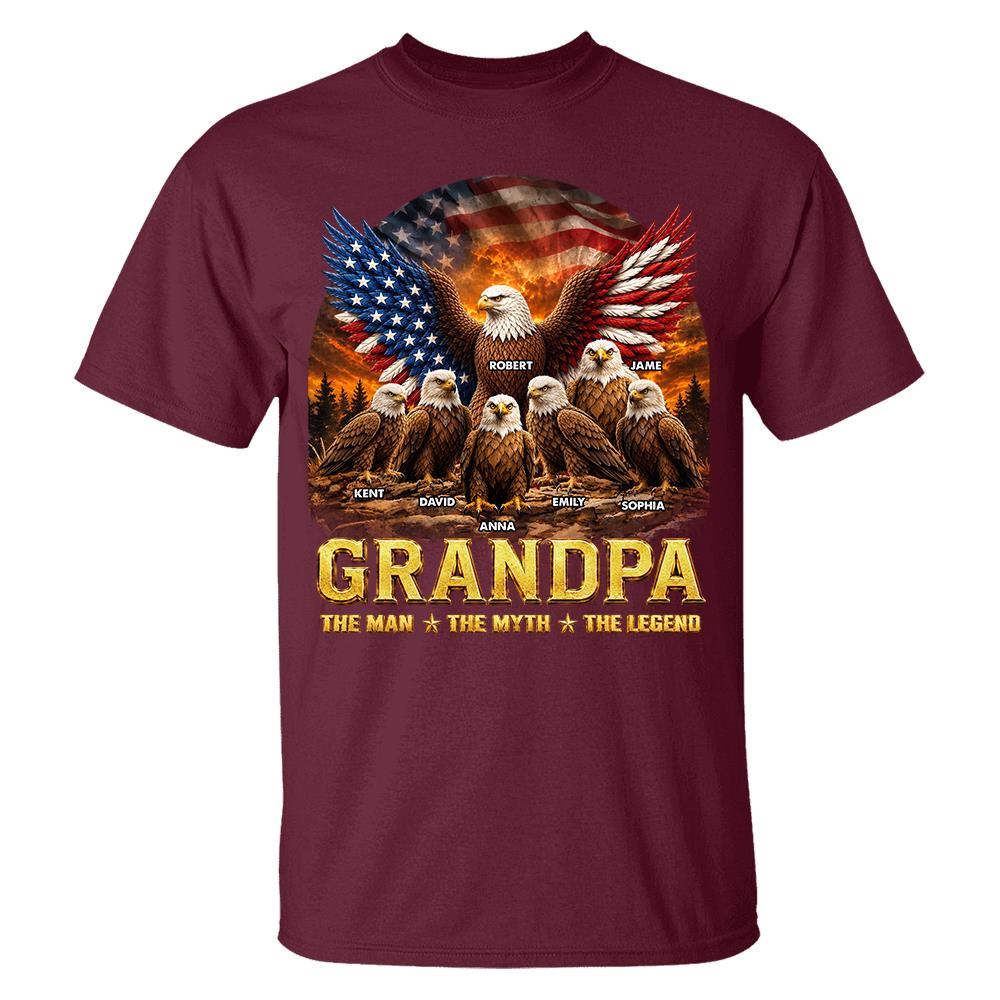 Grandpa Eagle - Personalized Shirt For Grandpa & Dad Vintage Shirt NA04 Hv01 Vrs2