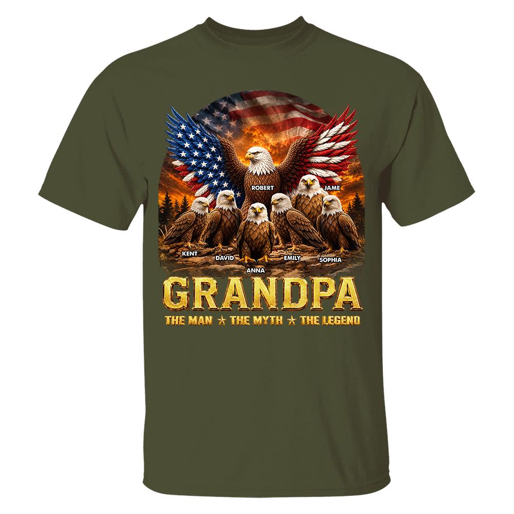 Grandpa Eagle - Personalized Shirt For Grandpa & Dad Vintage Shirt NA04 Hv01 Vrs2