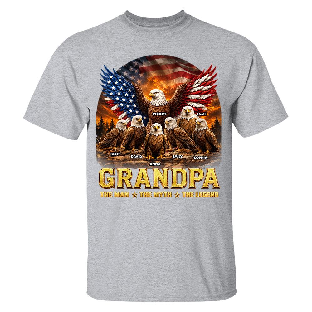Grandpa Eagle - Personalized Shirt For Grandpa & Dad Vintage Shirt NA04 Hv01 Vrs2