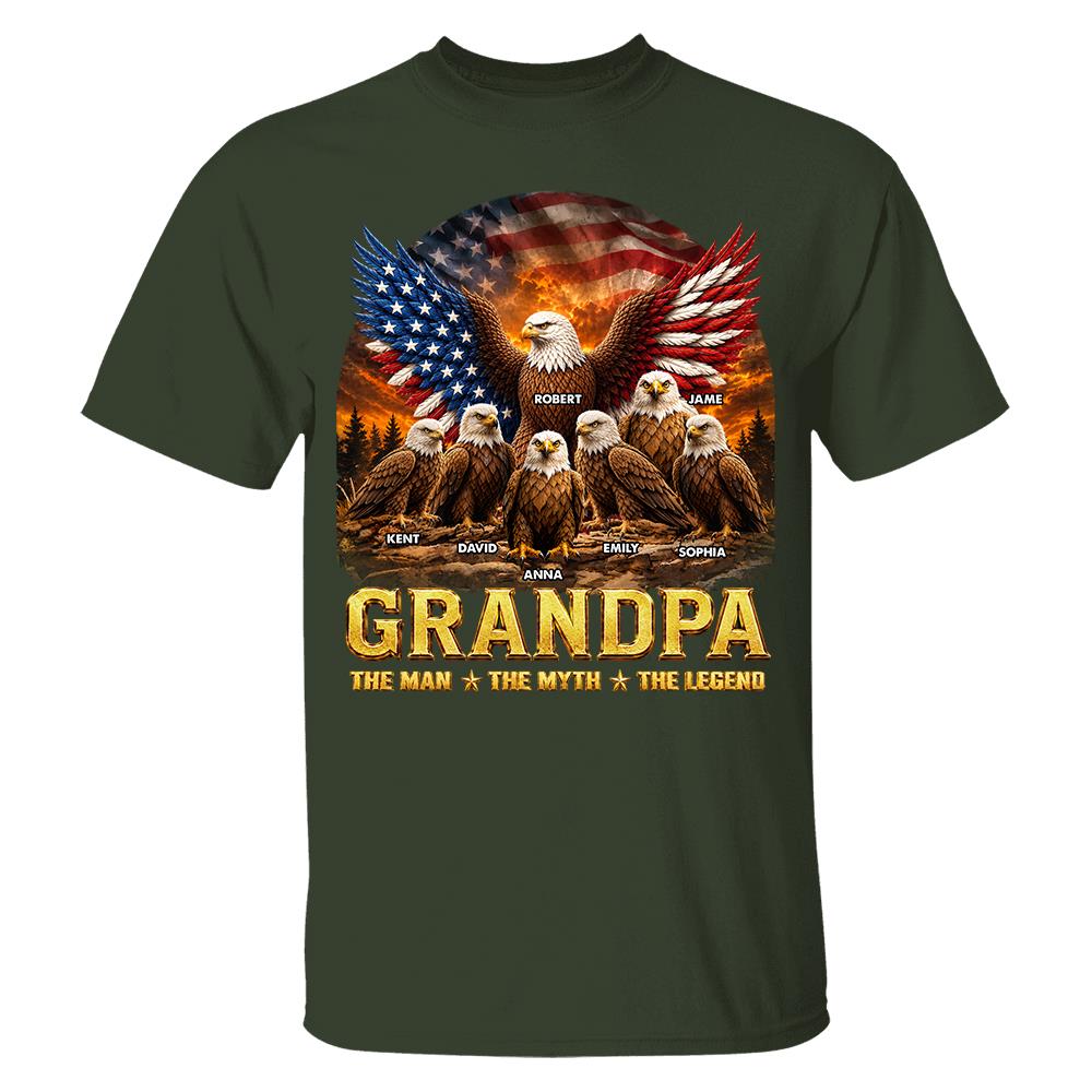 Grandpa Eagle - Personalized Shirt For Grandpa & Dad Vintage Shirt NA04 Hv01 Vrs2
