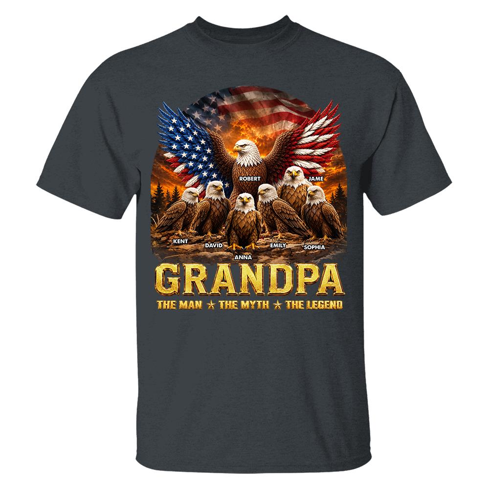 Grandpa Eagle - Personalized Shirt For Grandpa & Dad Vintage Shirt NA04 Hv01 Vrs2