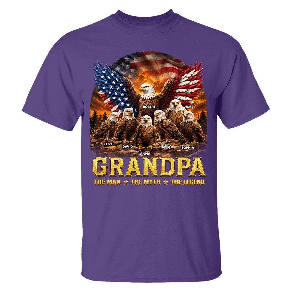 Grandpa Eagle - Personalized Shirt For Grandpa & Dad Vintage Shirt NA04 Hv01 Vrs2