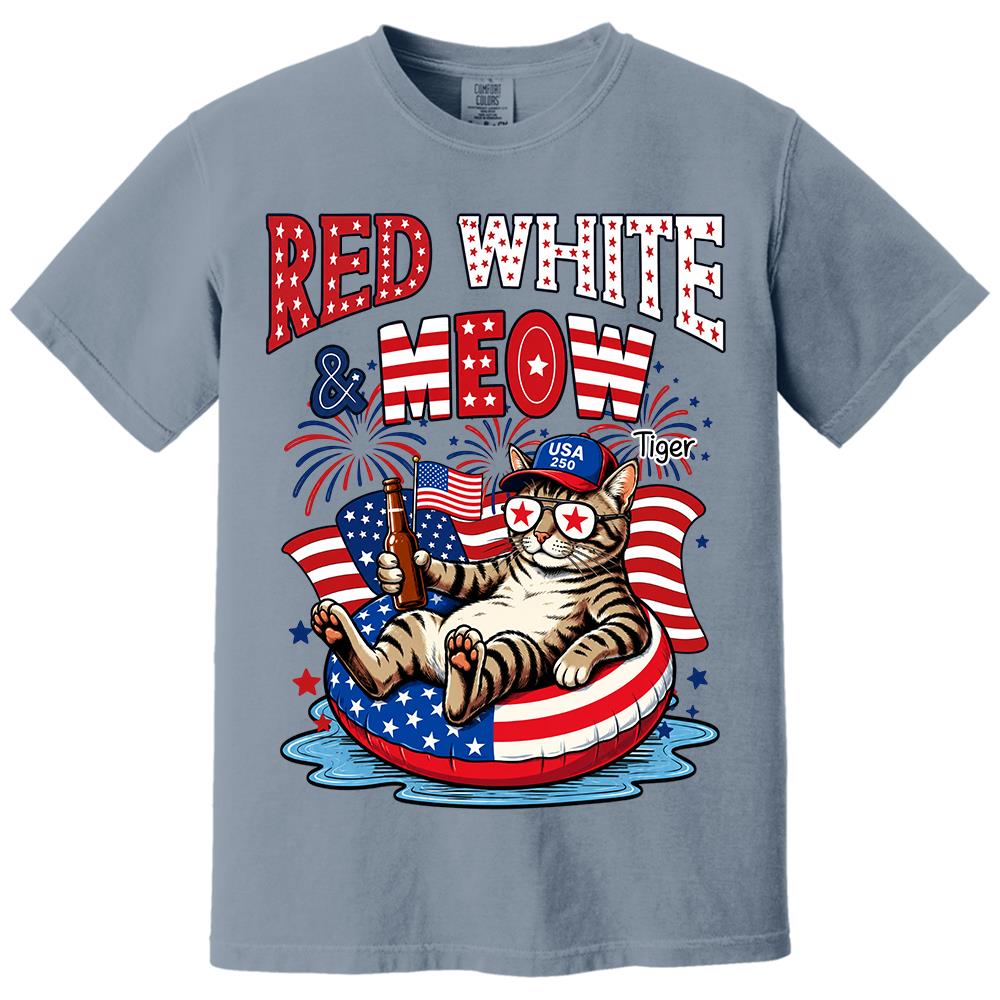 Red White Meow, Custom Photo Pet Shirt, America 250th Anniversary Gifts For Dog Cat Lovers, Dog Dad And Mom, Cat Owners T1807 Hv01 