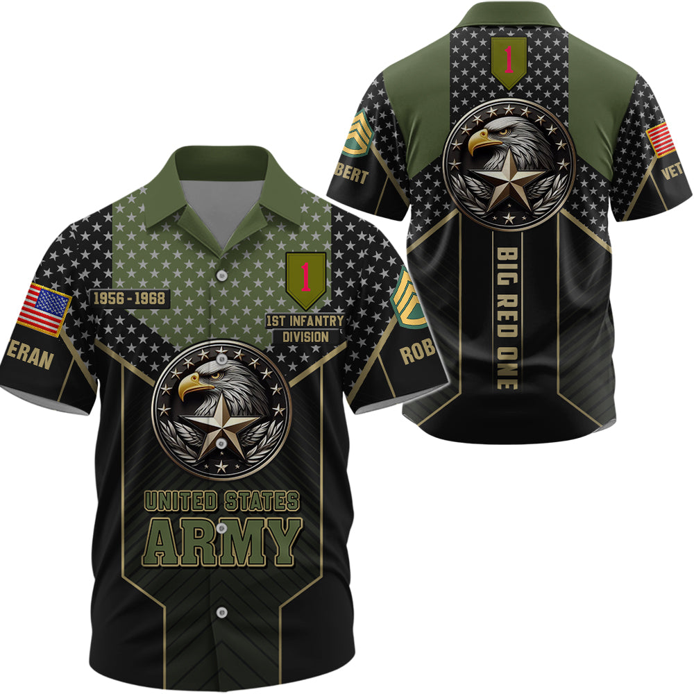 Personalized All Over Print Veteran Eagle American Shirt Gift For Veteran Custom Division Military K1702 Trhn
