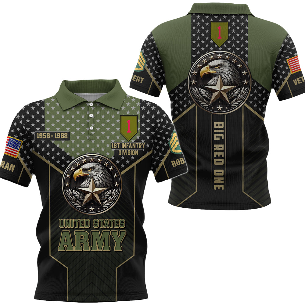 Personalized All Over Print Veteran Eagle American Shirt Gift For Veteran Custom Division Military K1702 Trhn