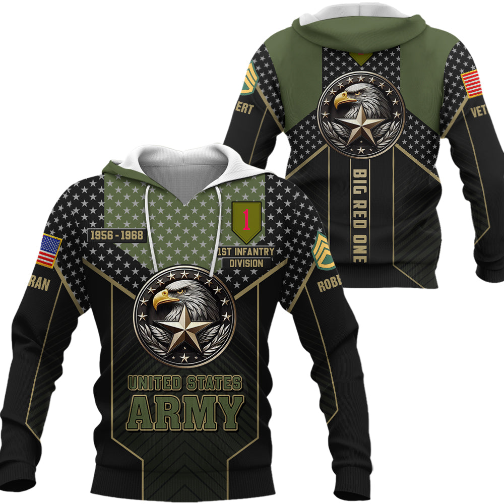 Personalized All Over Print Veteran Eagle American Shirt Gift For Veteran Custom Division Military K1702 Trhn