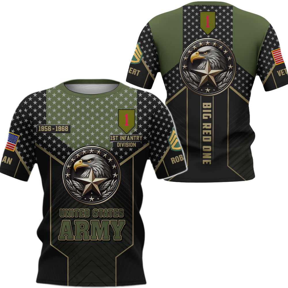 Personalized All Over Print Veteran Eagle American Shirt Gift For Veteran Custom Division Military K1702 Trhn