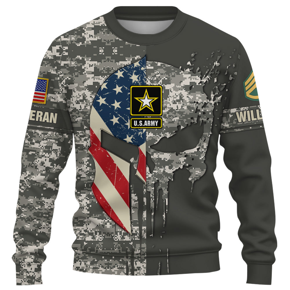 Personalized Military Skull Camouflage All Over Print Shirt Custom All Military Branches Gift For Veteran K1702 Trhn