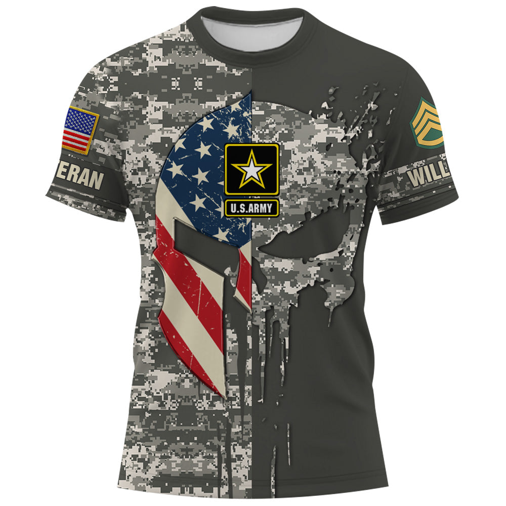 Personalized Military Skull Camouflage All Over Print Shirt Custom All Military Branches Gift For Veteran K1702 Trhn